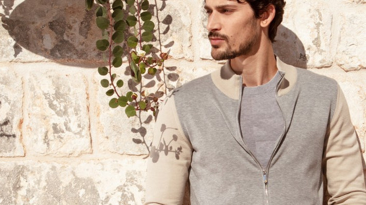 Cardigan uomo in maglia bicolore con zip, Svevo