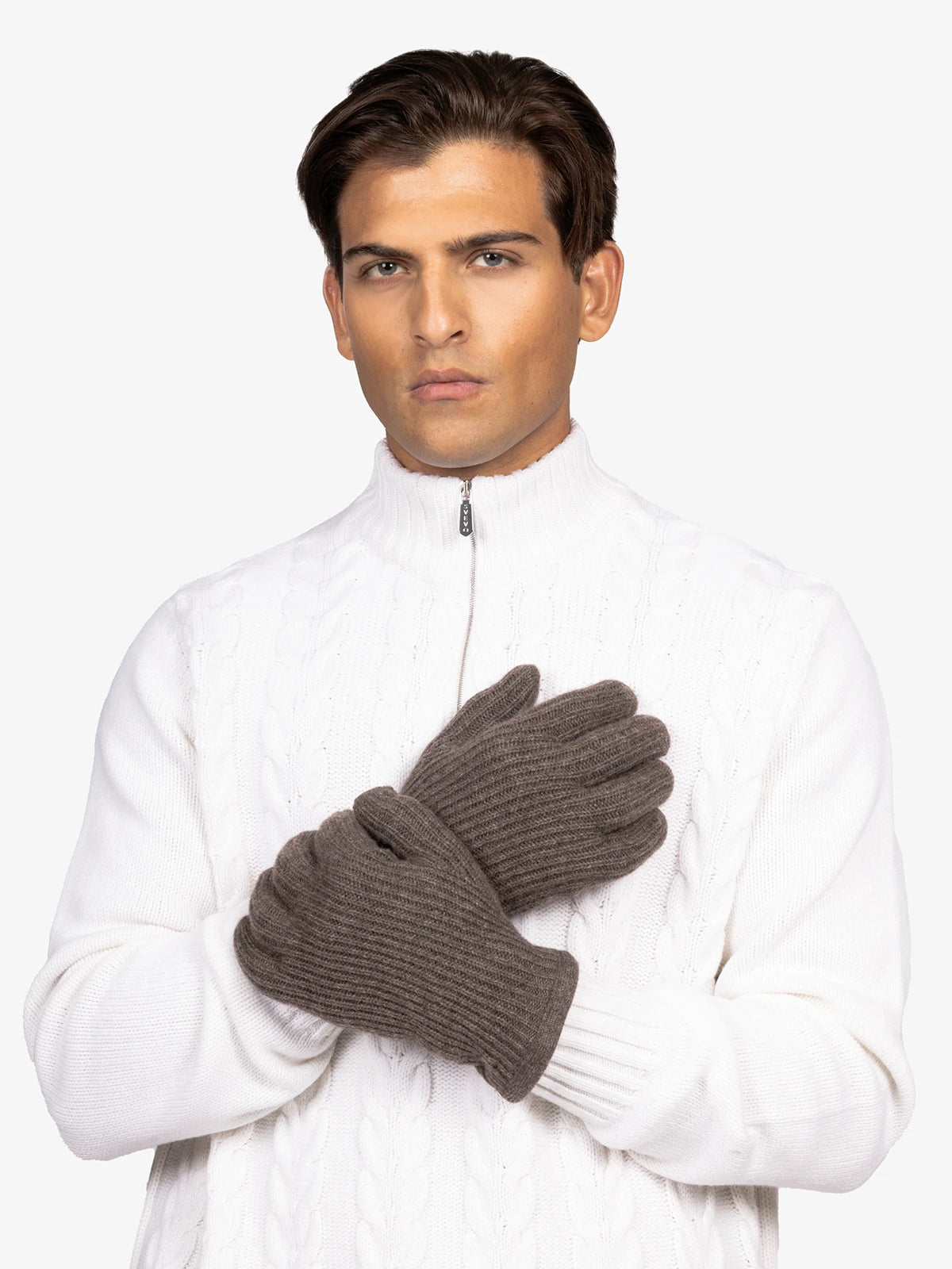 Guanti maglia inglese in 100% Cashmere marroni | SVEVO