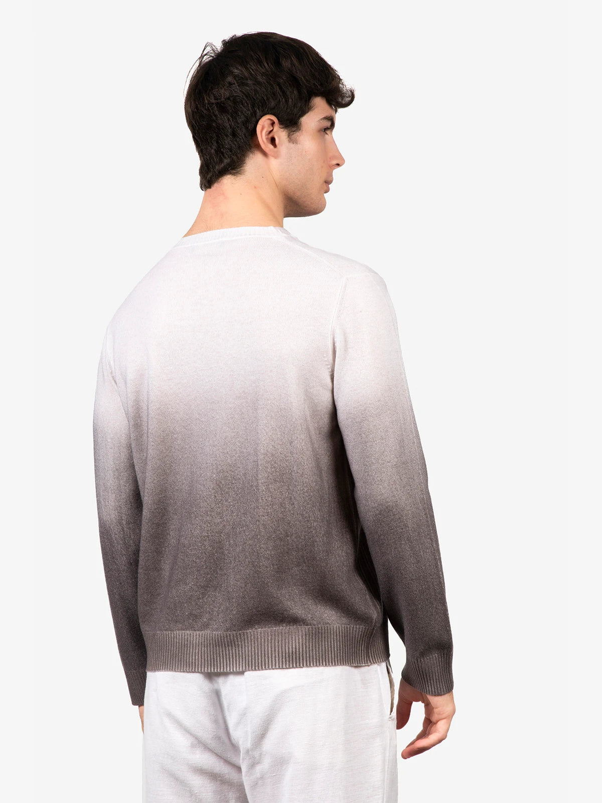 Girocollo a coste in 100% Cashmere bianco e marrone | SVEVO