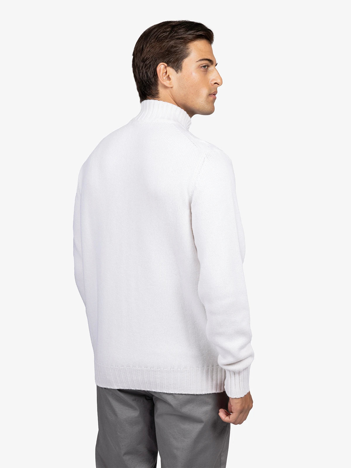 Lupetto con zip in 100% Cashmere bianco | SVEVO