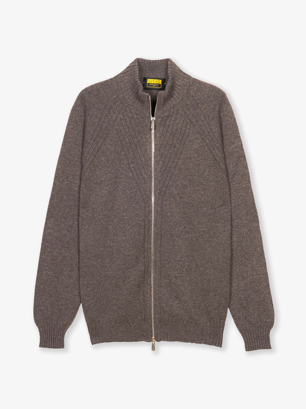 Giubbotto con zip reglan in 100% Cashmere marrone | SVEVO