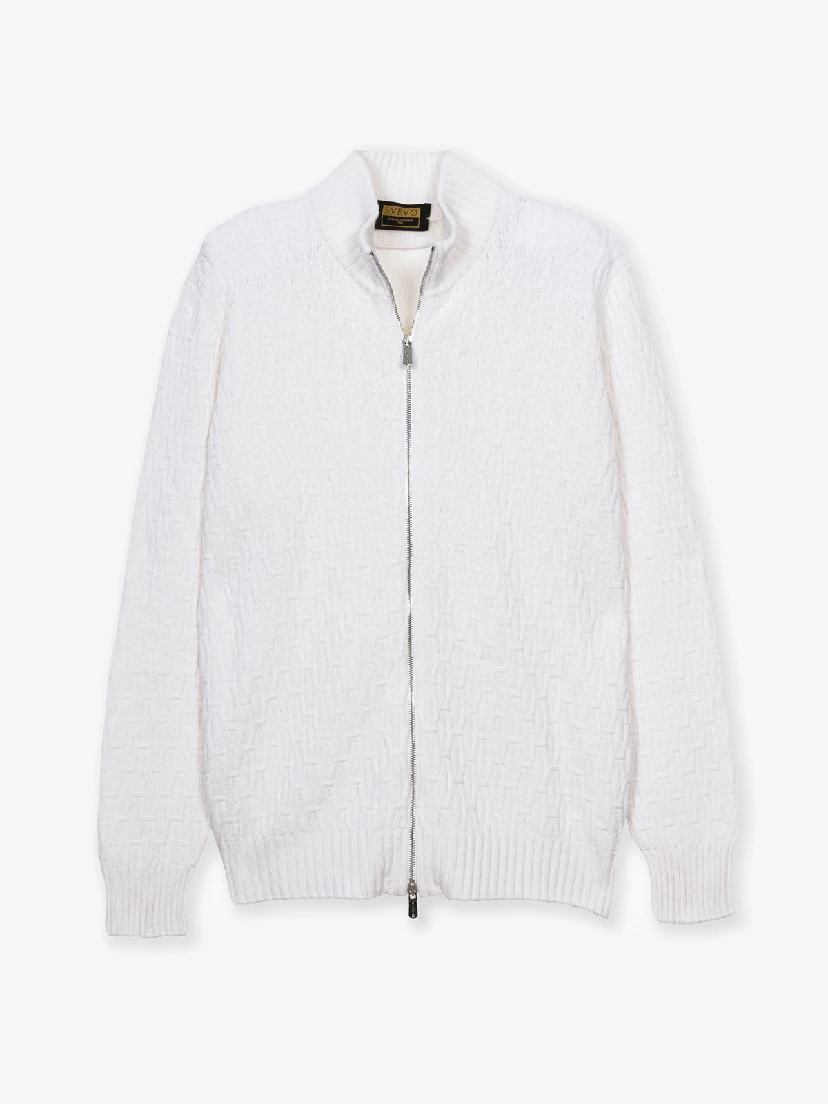 Giubbotto con zip punto fantasia in 100% Cashmere bianco | SVEVO