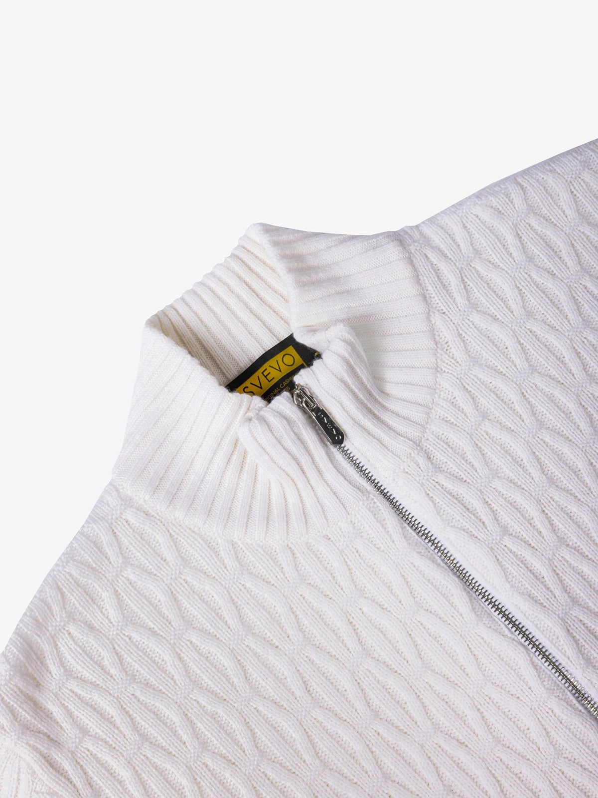 Giubbotto con zip punto fantasia in 100% Cashmere bianco | SVEVO