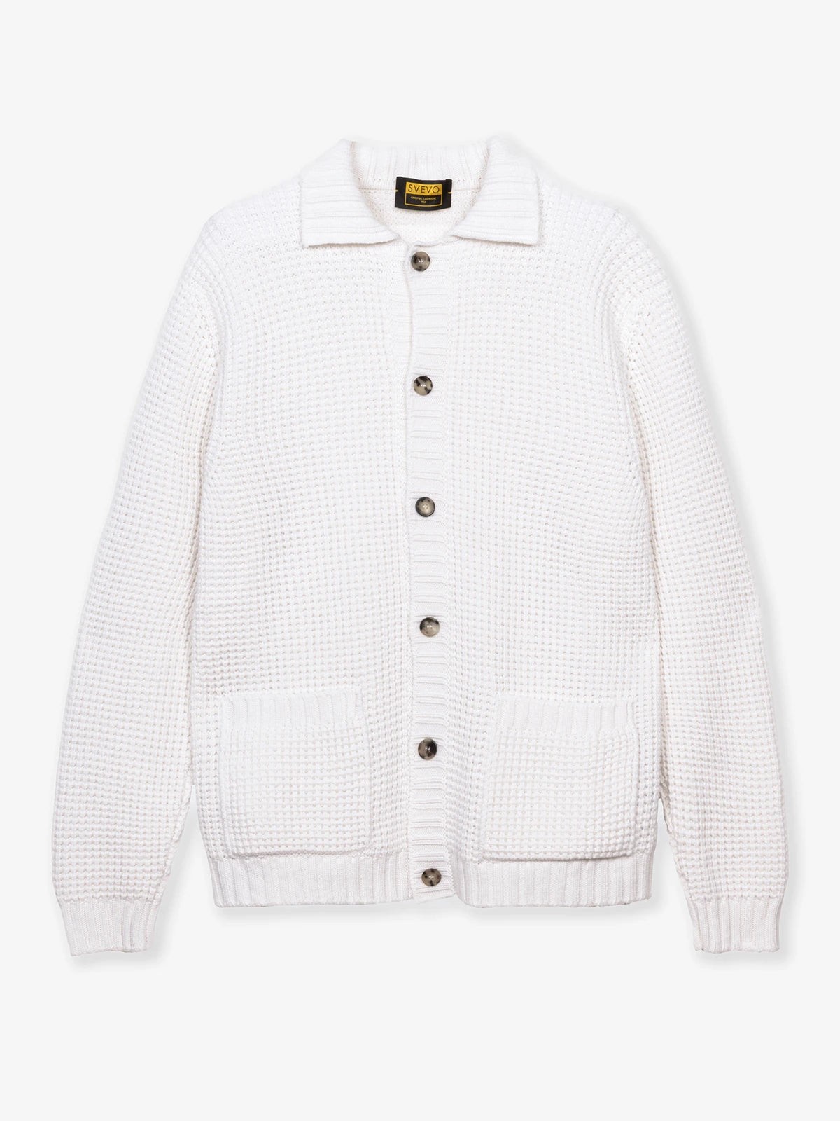 Cardigan punto milano in 100% Cashmere bianco | SVEVO