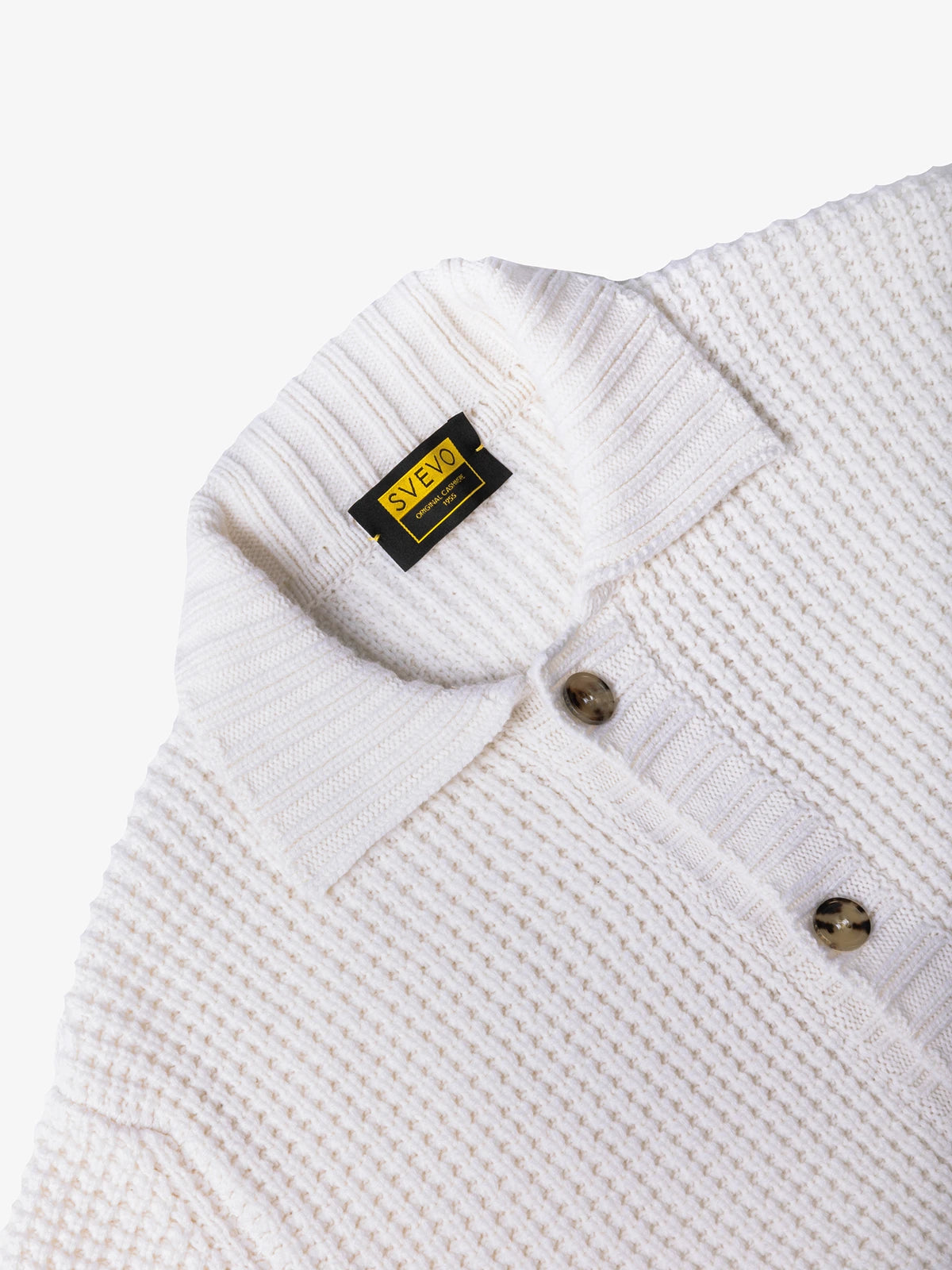 Cardigan punto milano in 100% Cashmere bianco | SVEVO