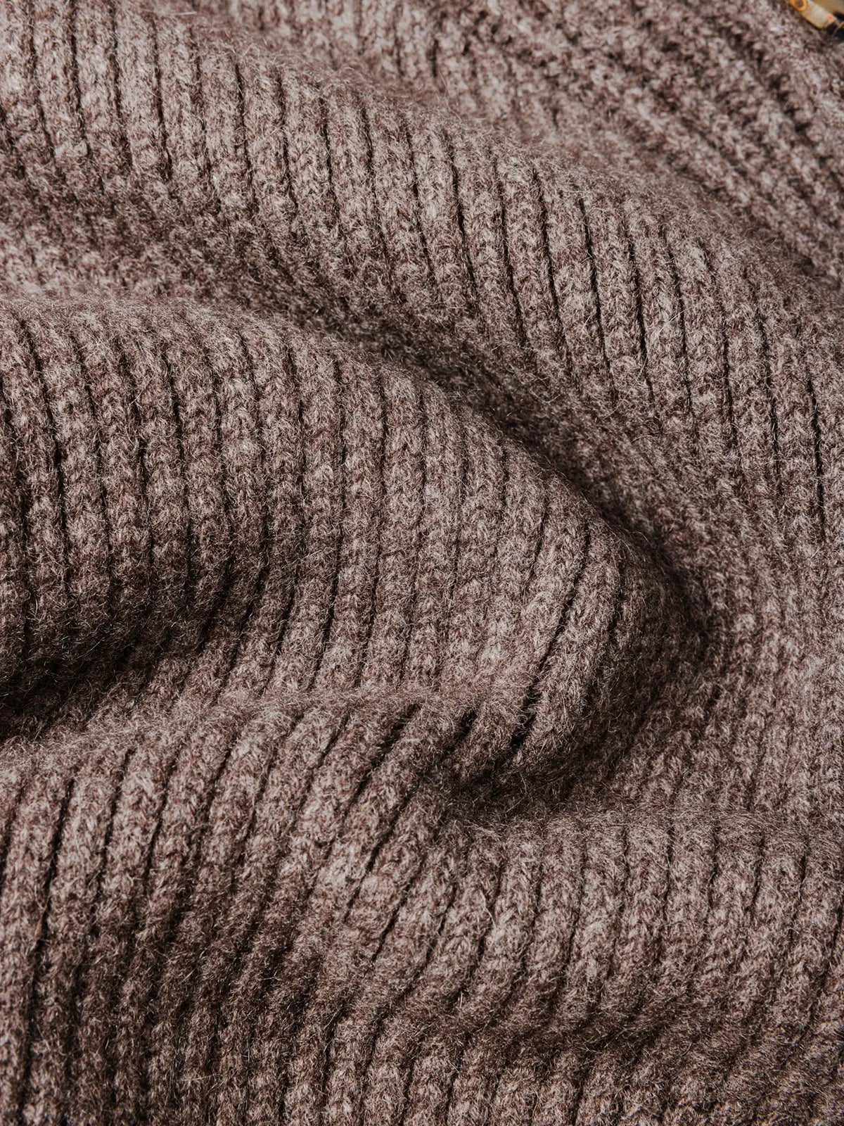 Cardigan con collo a scialle in 100% Cashmere marrone | SVEVO