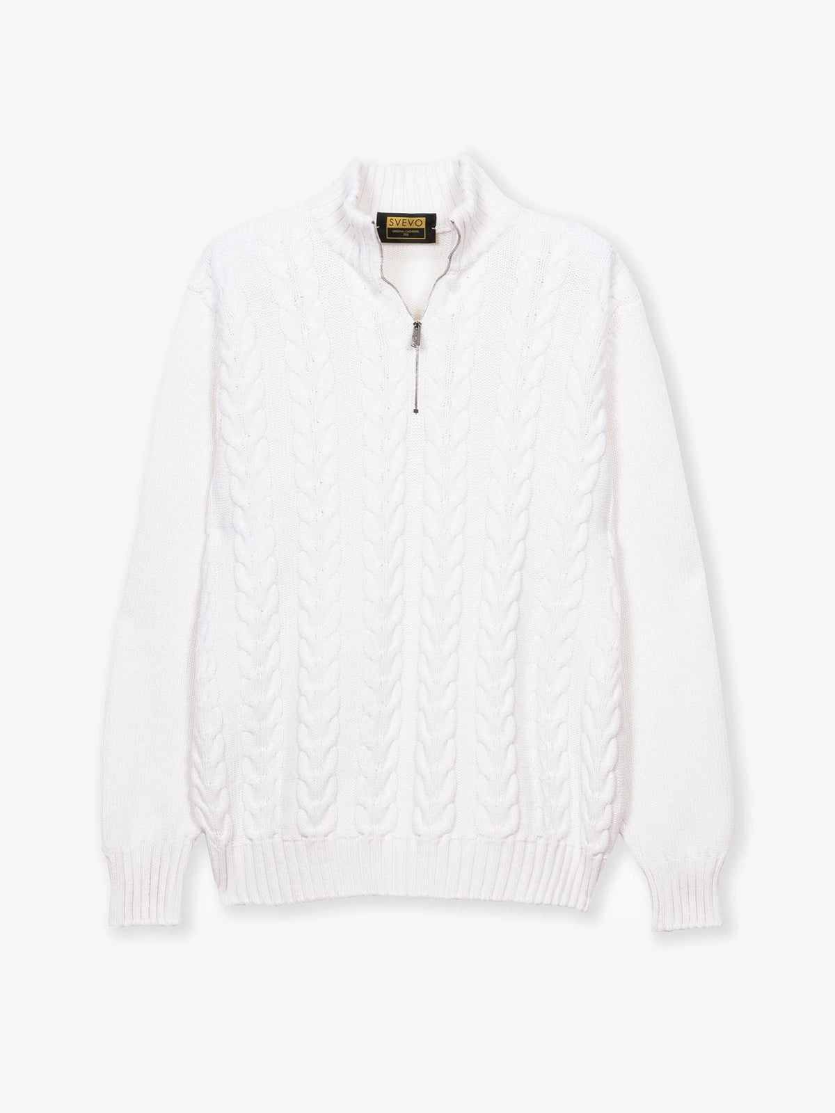 Lupetto con zip in 100% Cashmere bianco | SVEVO