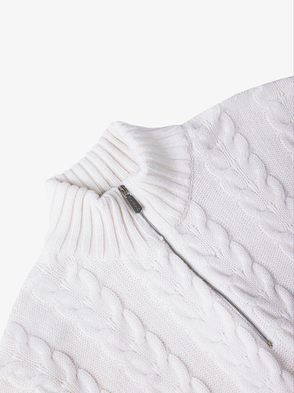 Lupetto con zip in 100% Cashmere bianco | SVEVO