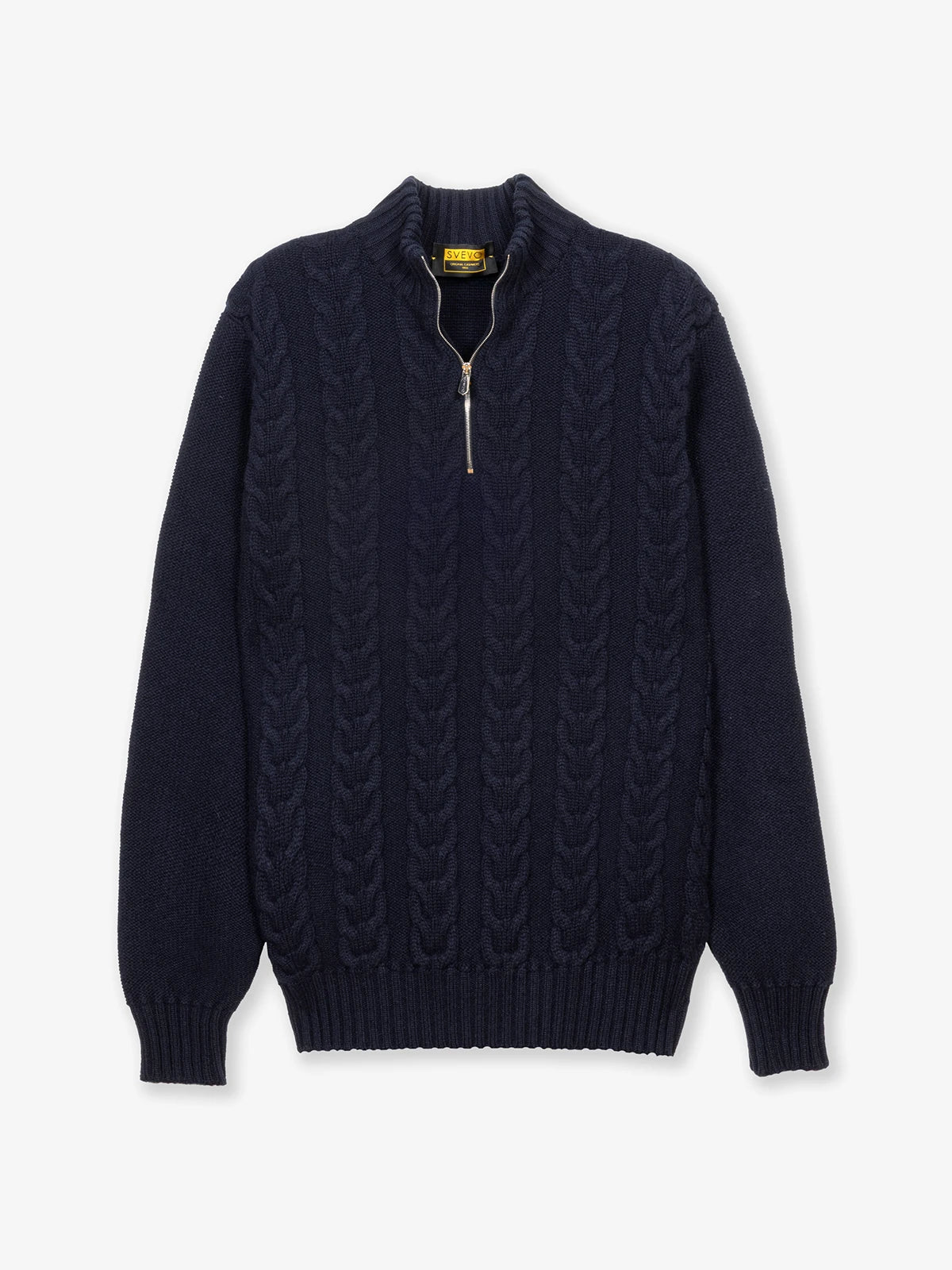 Lupetto con zip in 100% Cashmere blu | SVEVO