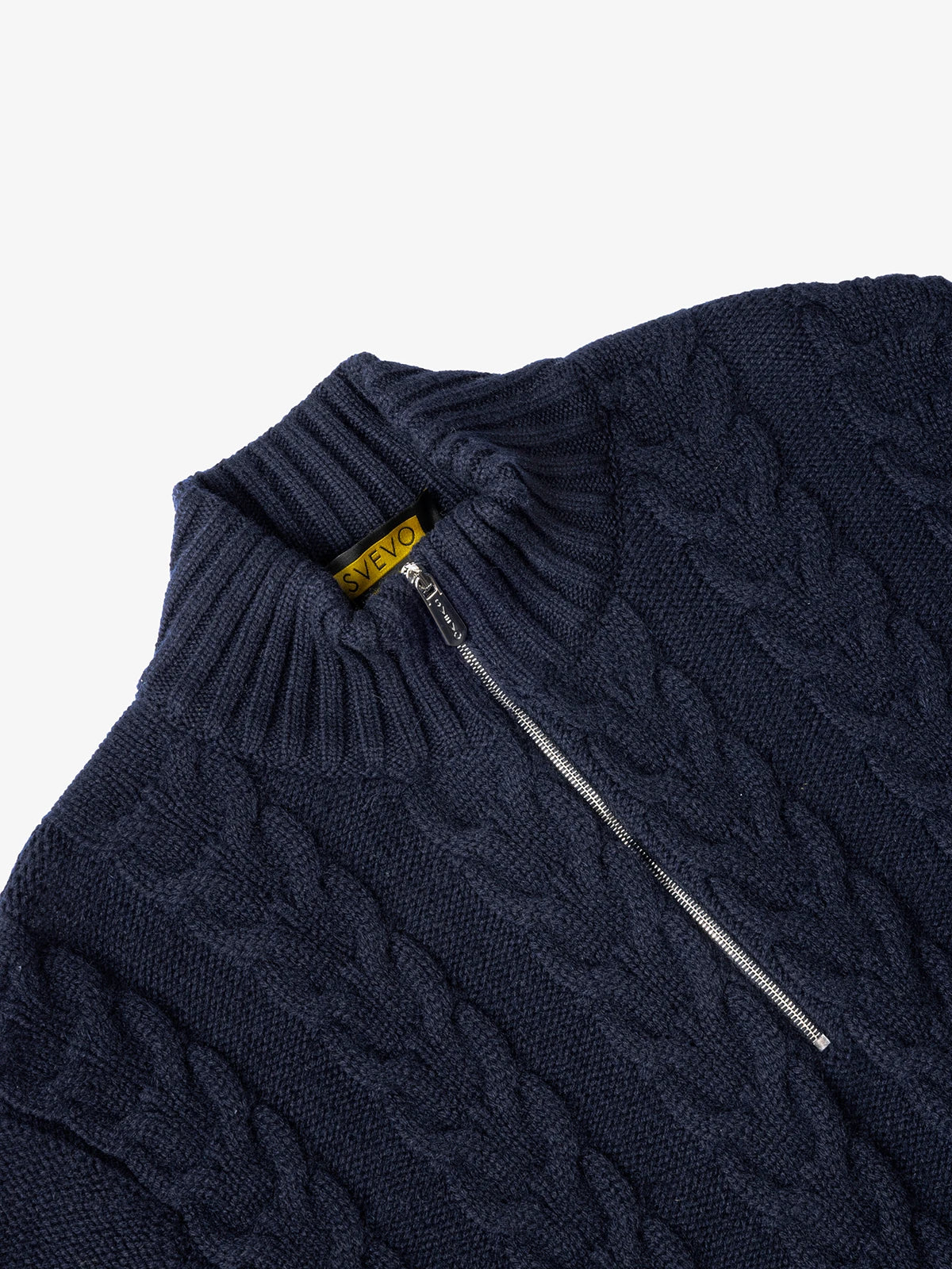 Lupetto con zip in 100% Cashmere blu | SVEVO