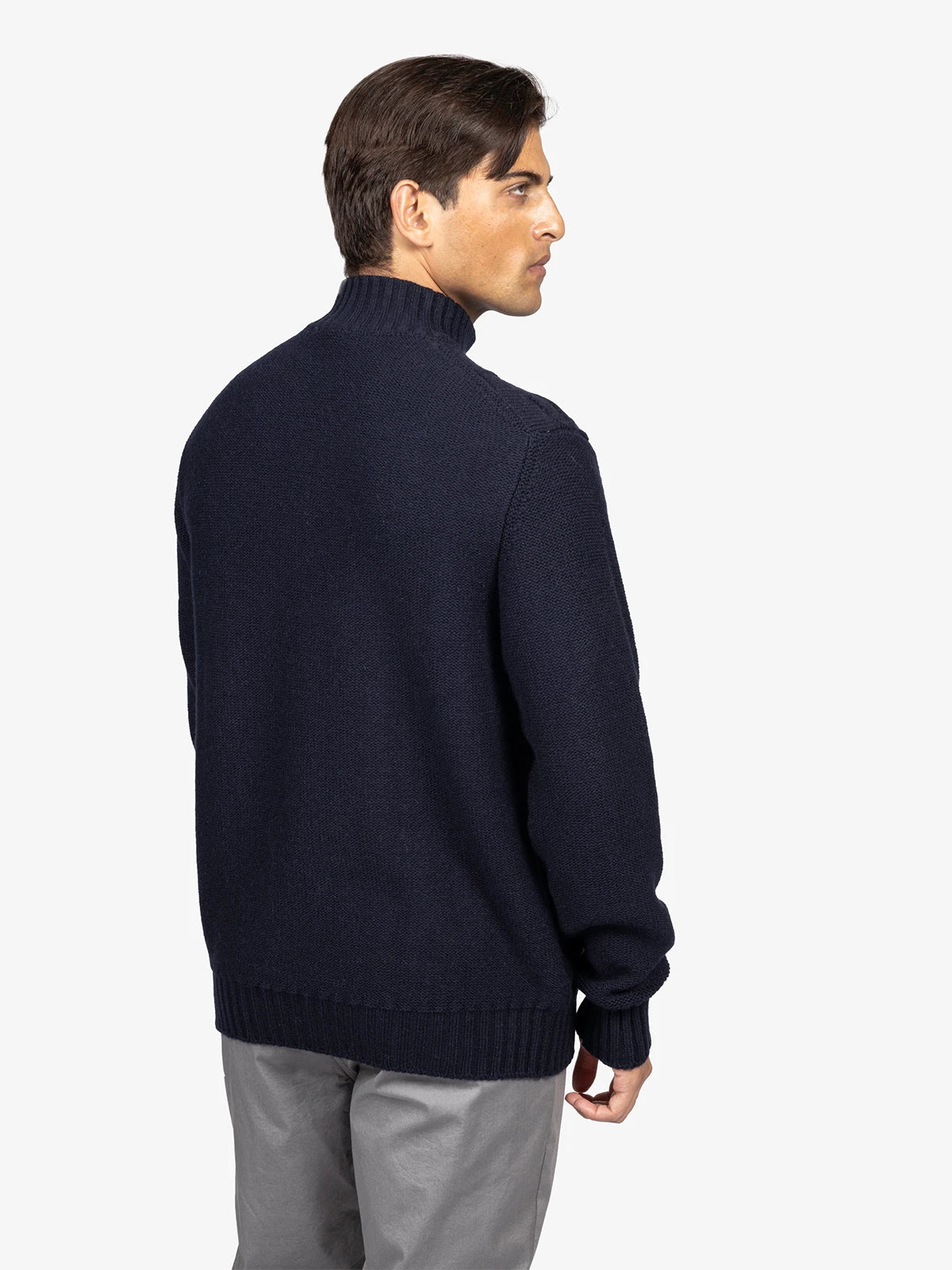Lupetto con zip in 100% Cashmere blu | SVEVO