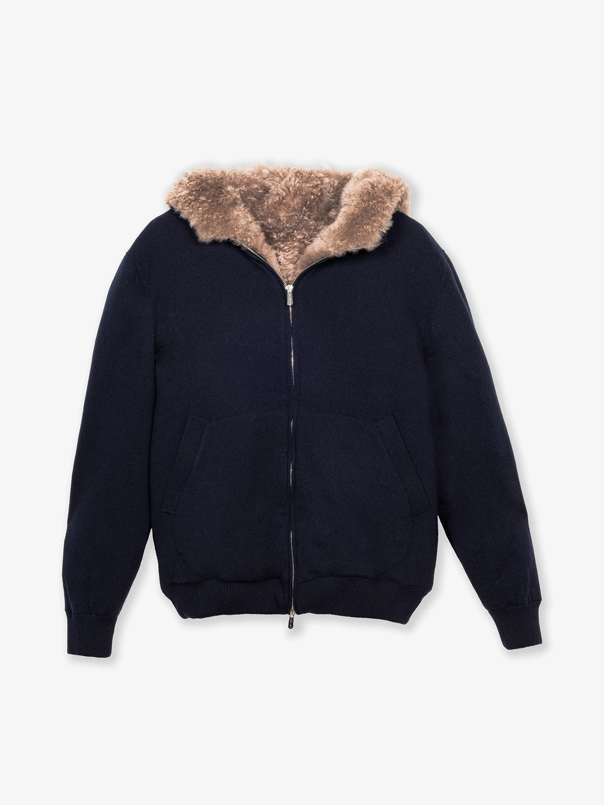 Giubbotto con interno capra in 100% Cashmere blu | SVEVO