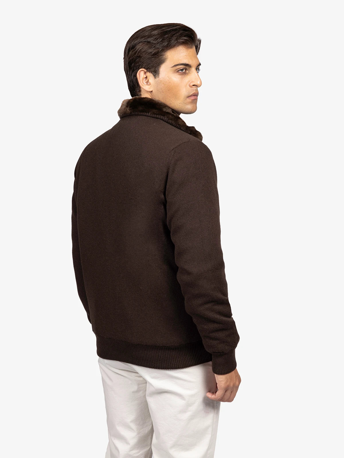 Giubbotto con interno castorino in 100% Cashmere marrone | SVEVO