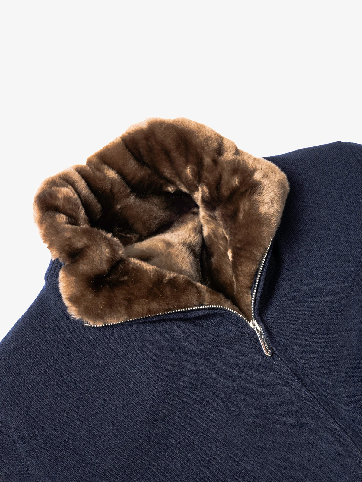 Giubbotto con interno castorino in 100% Cashmere blu | SVEVO