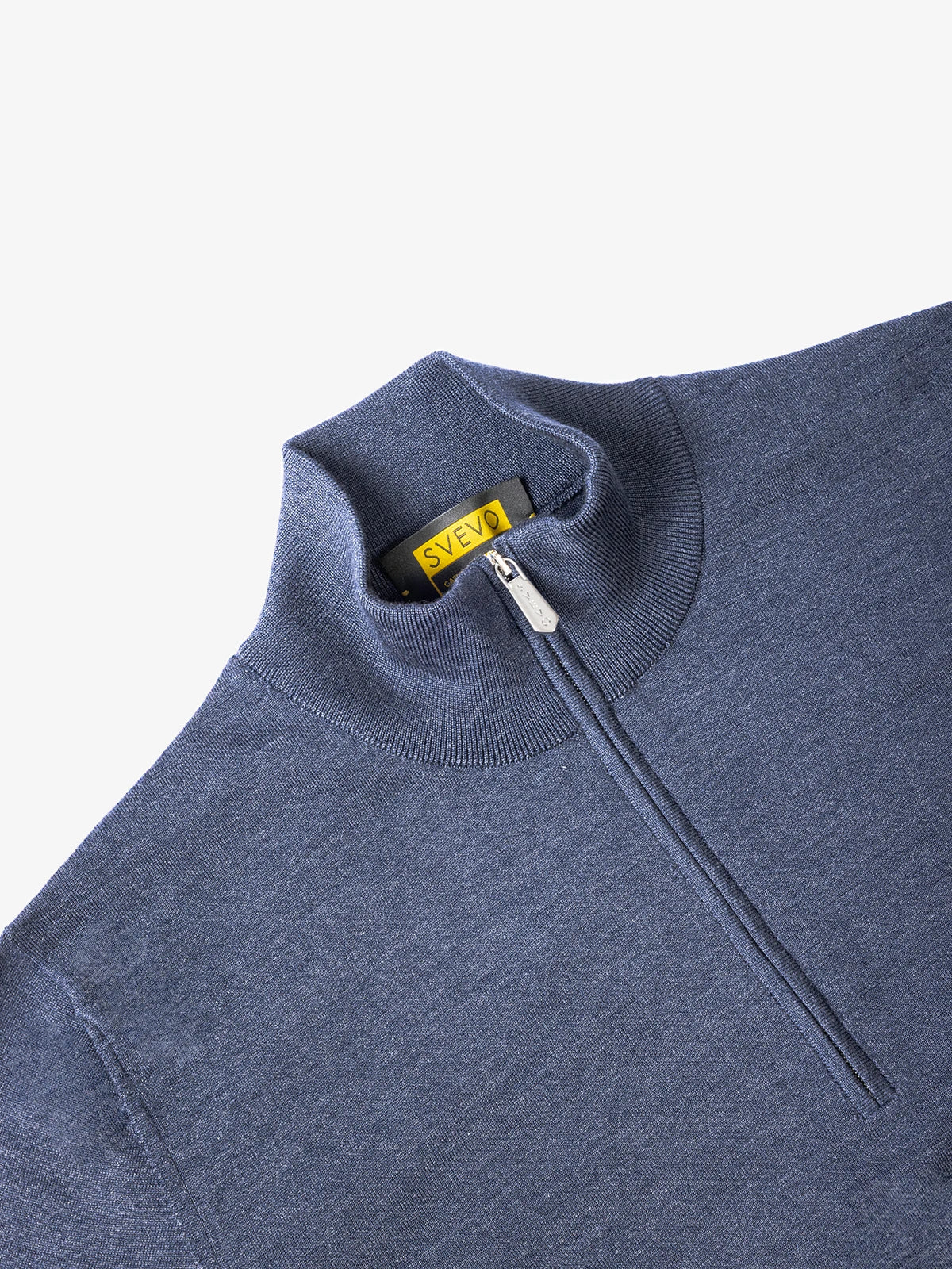 Lupetto con zip in 80% Cashmere e 20% Seta blu | SVEVO