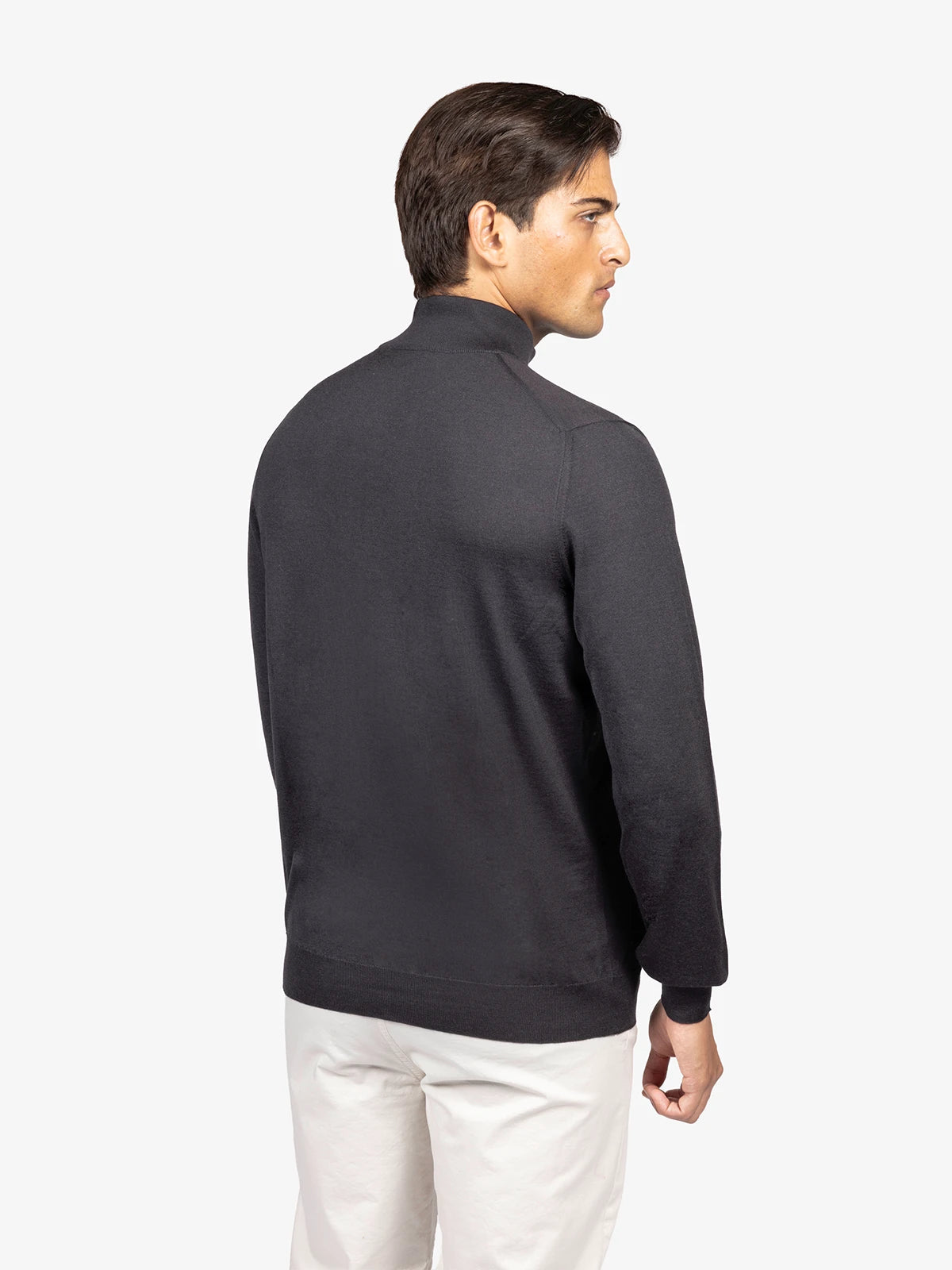 Lupetto con zip in 80% Cashmere e 20% Seta grigio | SVEVO