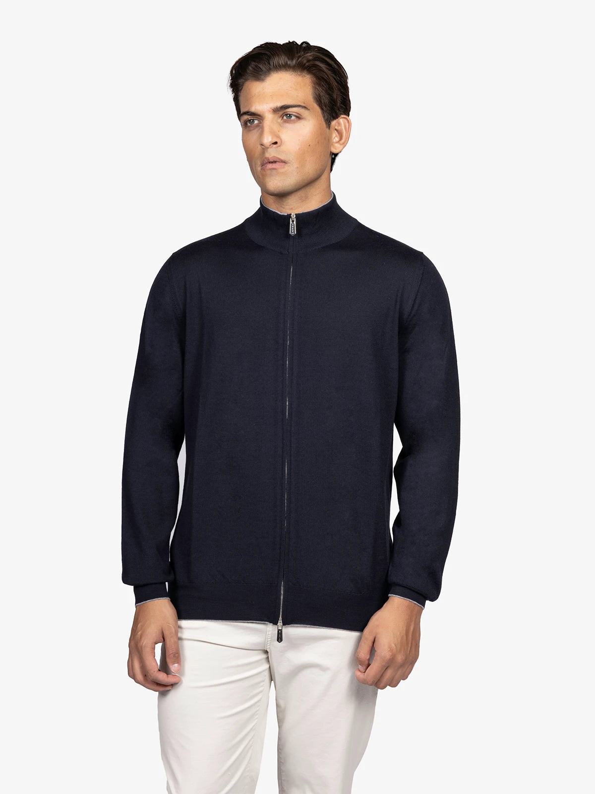 Giubbotto con zip in 100% Lana blu | SVEVO