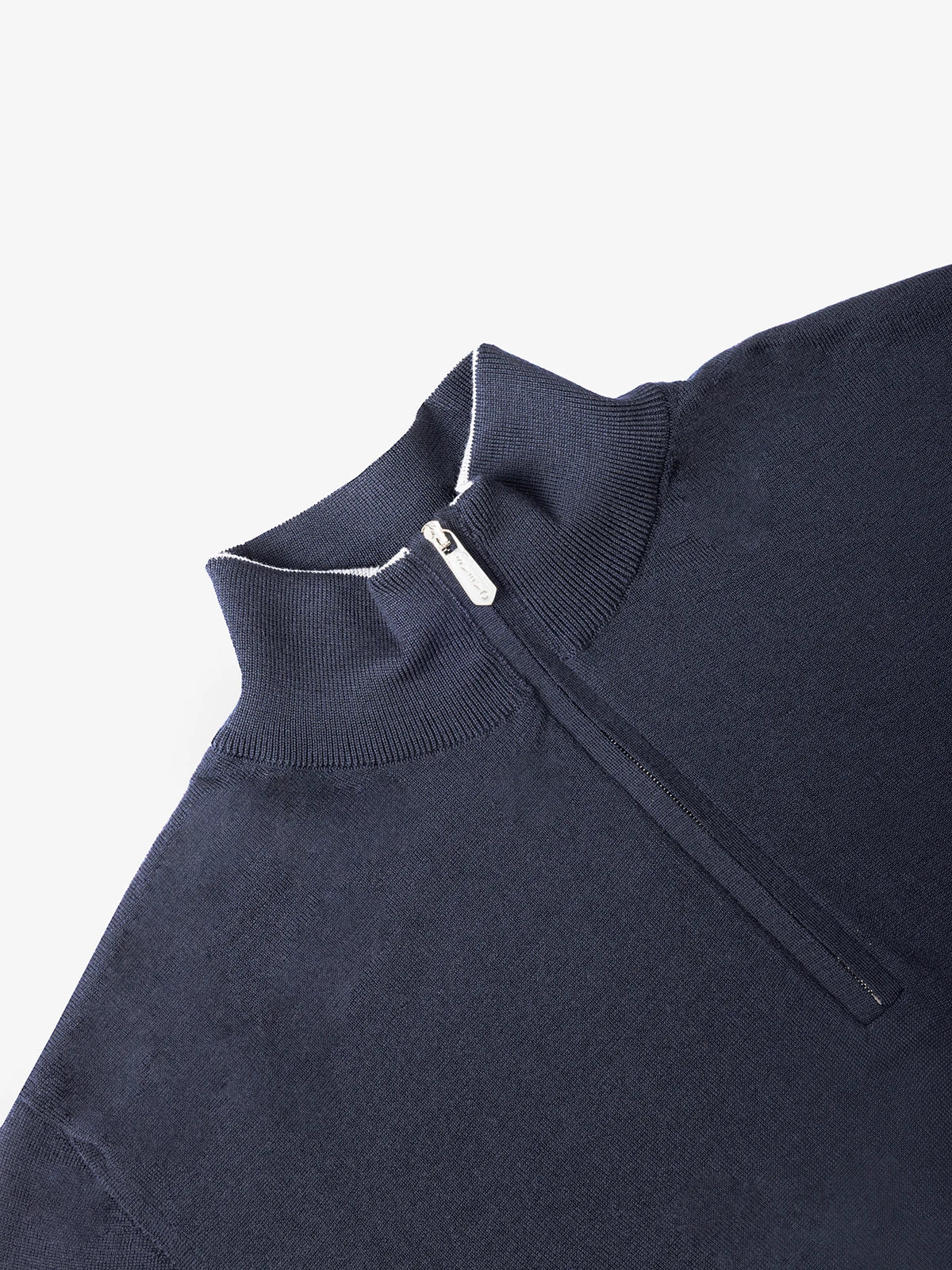 Lupetto con zip e profilo a contrasto in 100% Lana blu | SVEVO