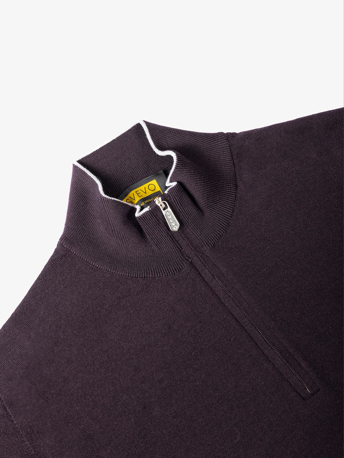 Lupetto con zip e profilo a contrasto in 100% Lana prugna | SVEVO