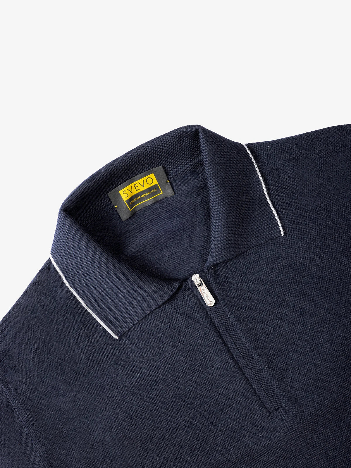 Polo con zip in 100% Lana blu | SVEVO