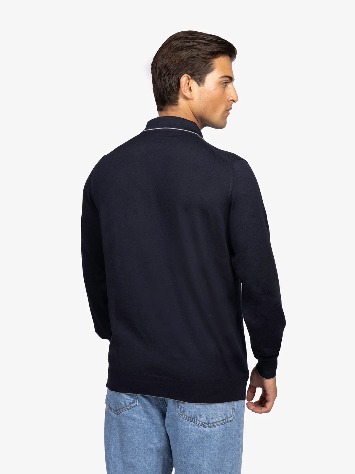 Polo con zip in 100% Lana blu | SVEVO