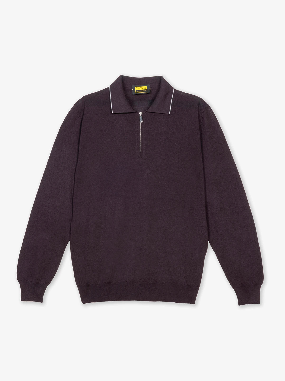 Polo con zip in 100% Lana prugna | SVEVO