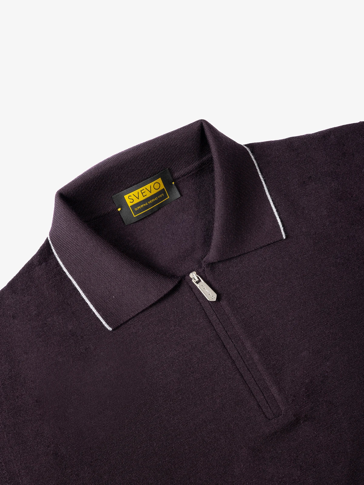 Polo con zip in 100% Lana prugna | SVEVO