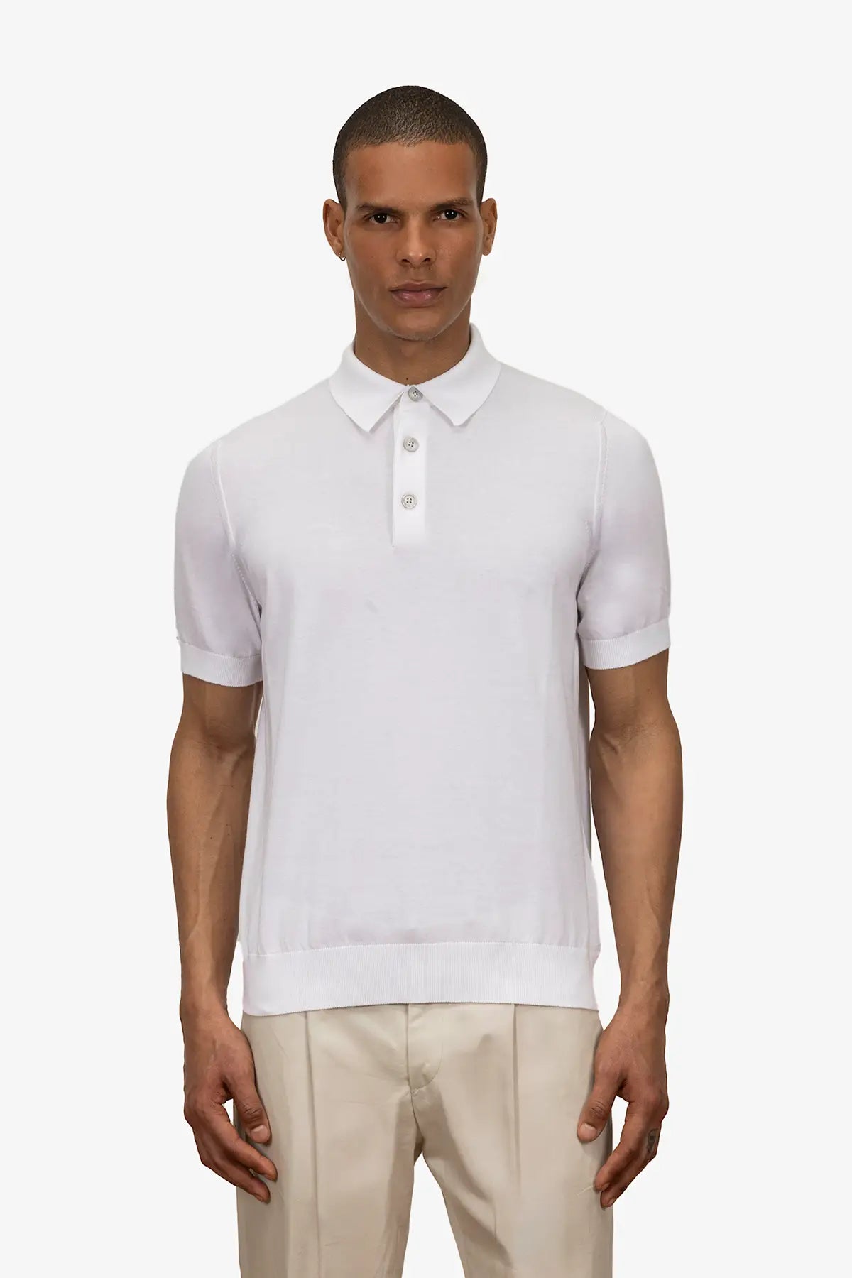 Polo mezza manica con bottoni in 100% Cotone Bianco | SVEVO