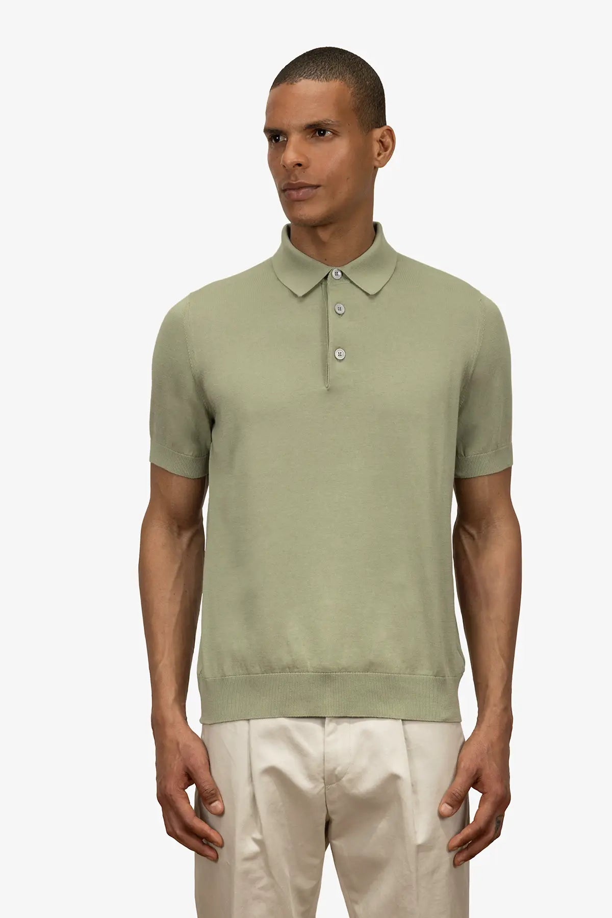 Polo mezza manica con bottoni in 100% Cotone Verde | SVEVO