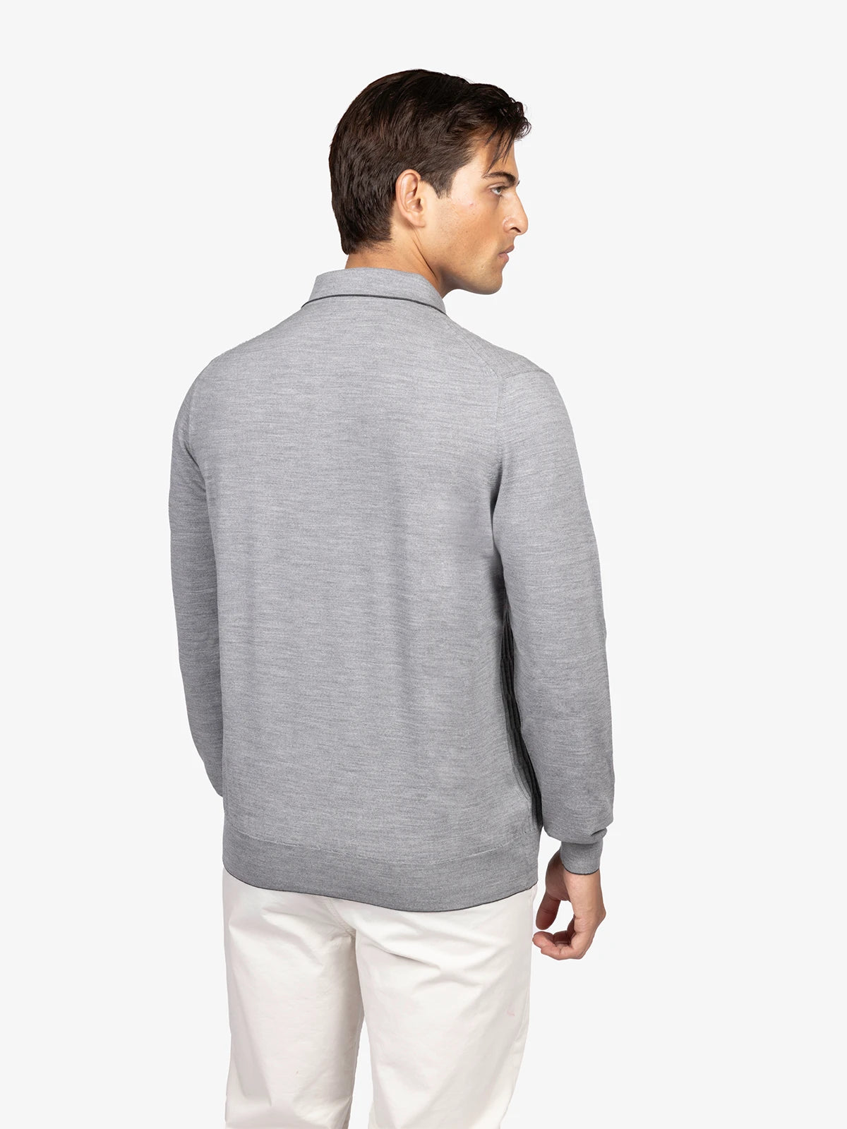Polo con zip lavorata in 100% Lana grigio medio | SVEVO