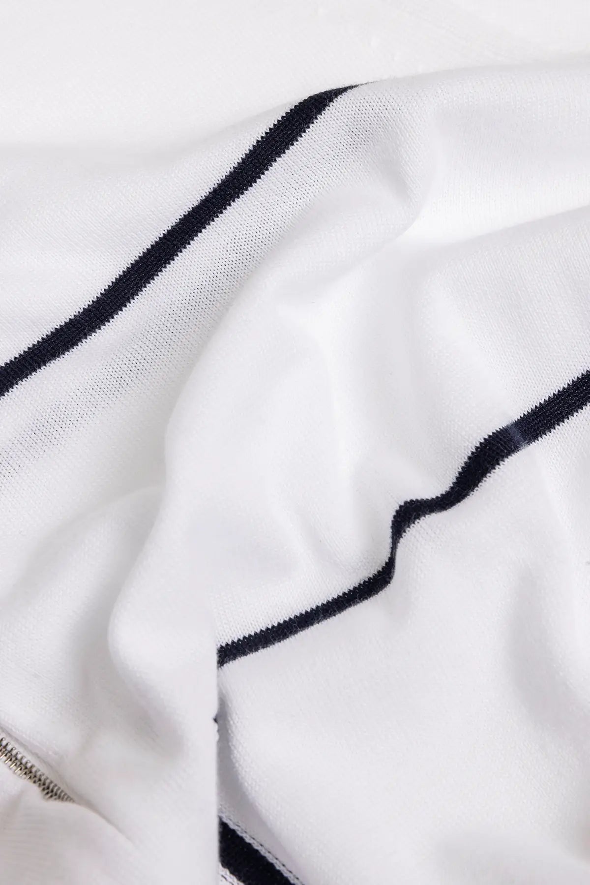 Giubbotto manica lunga con zip e righe intarsio in 100% Cotone Supersoft Bianco e Blu | SVEVO