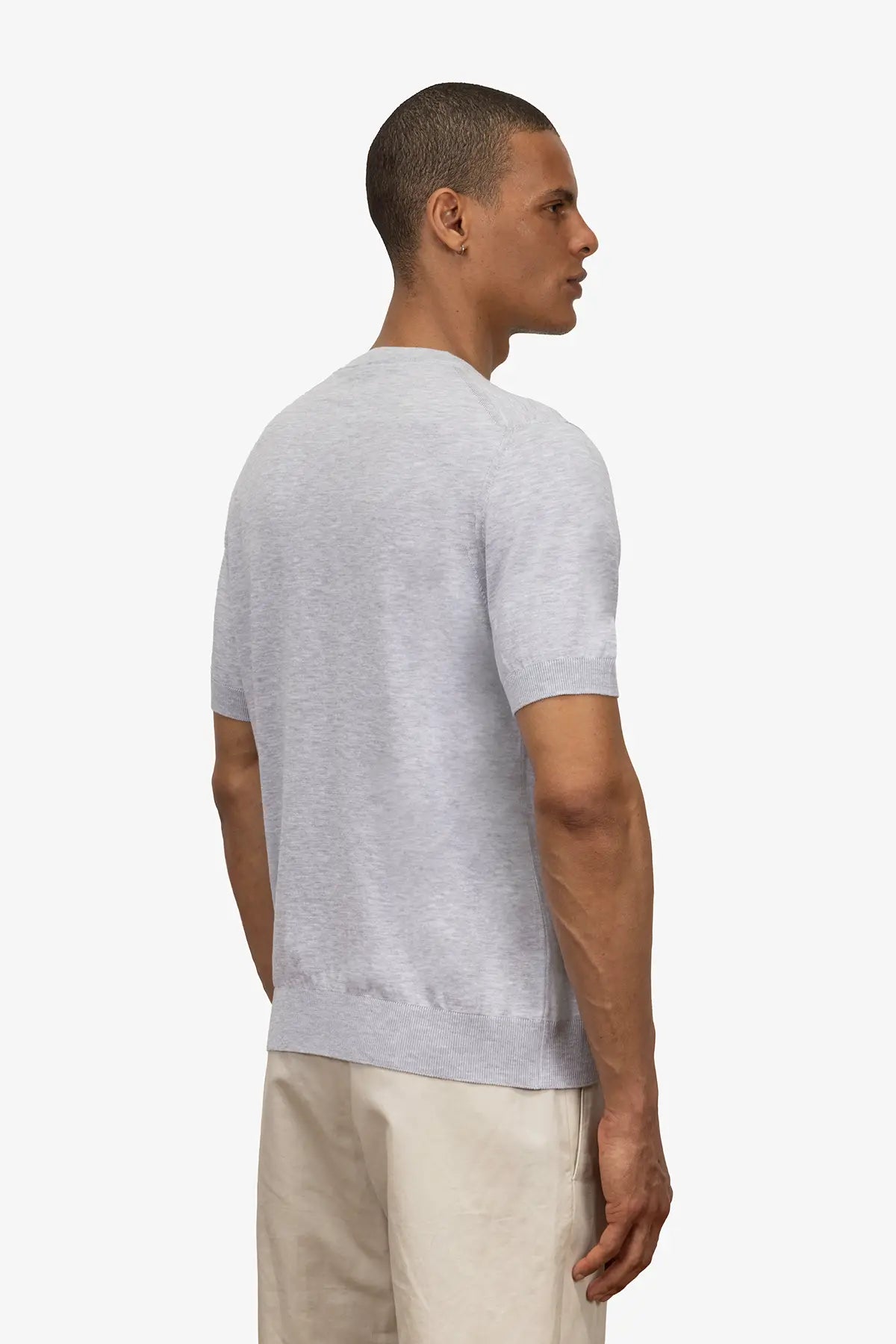 Girocollo mezza manica in 100% Cotone Grigio Chiaro Melange | SVEVO