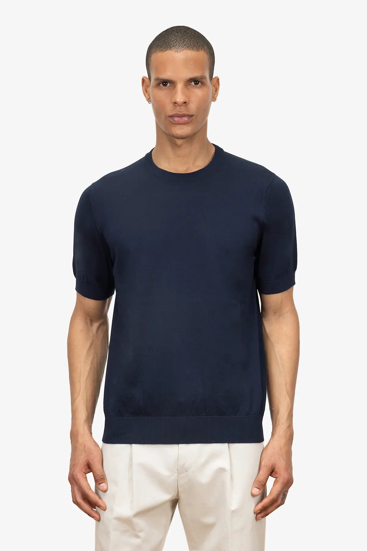 Girocollo mezza manica in 100% Cotone Blu | SVEVO