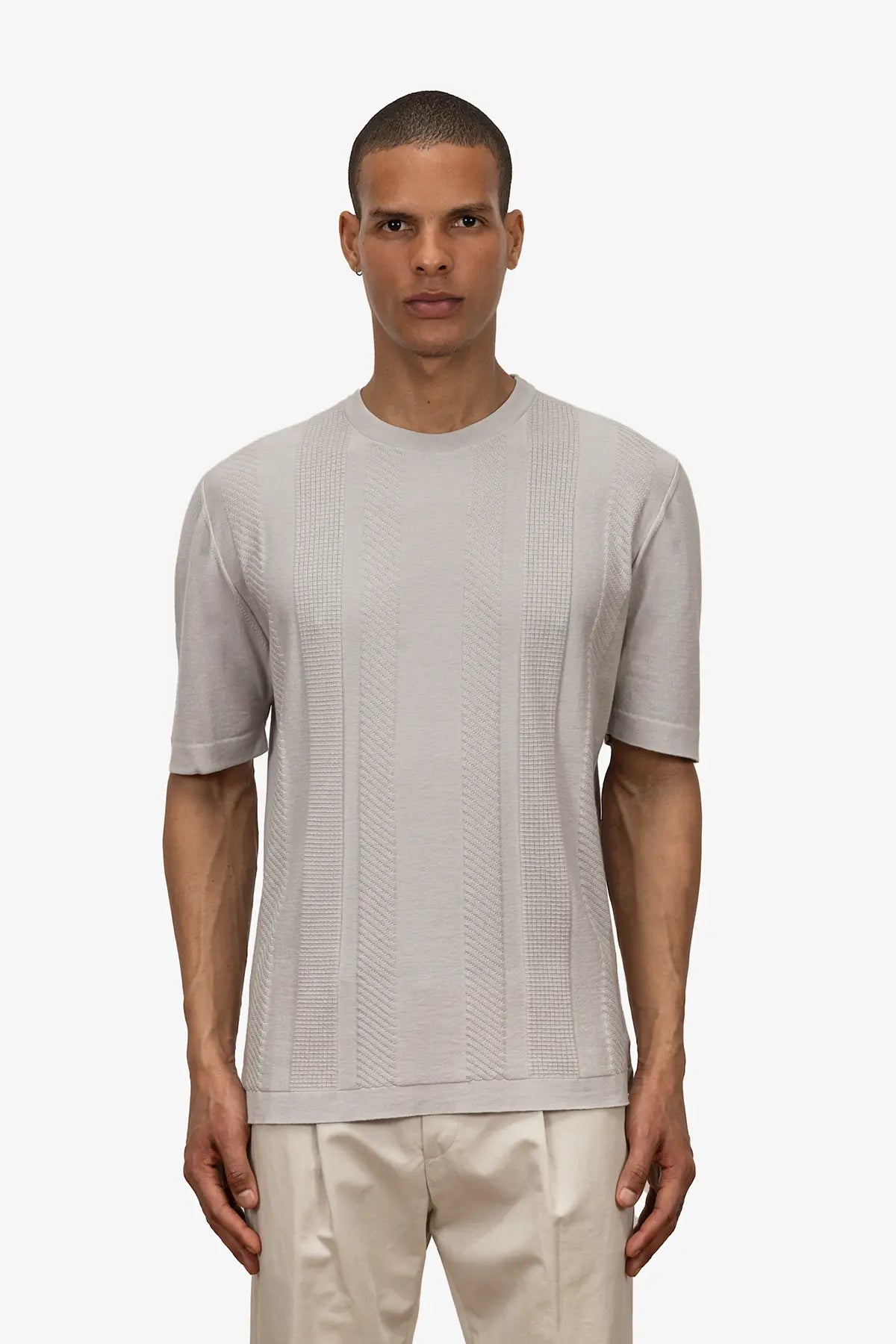 Girocollo mezza manica fondo tubolare in 100% Cotone Supersoft Grigio Chiaro | SVEVO