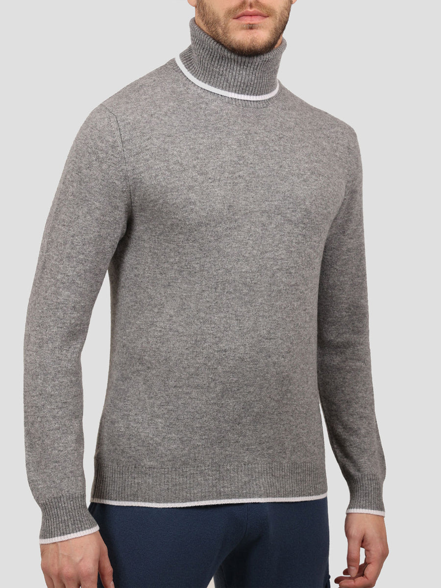 Dark grey turtleneck 100% cashmere. Men's long-sleeved turtleneck made ...