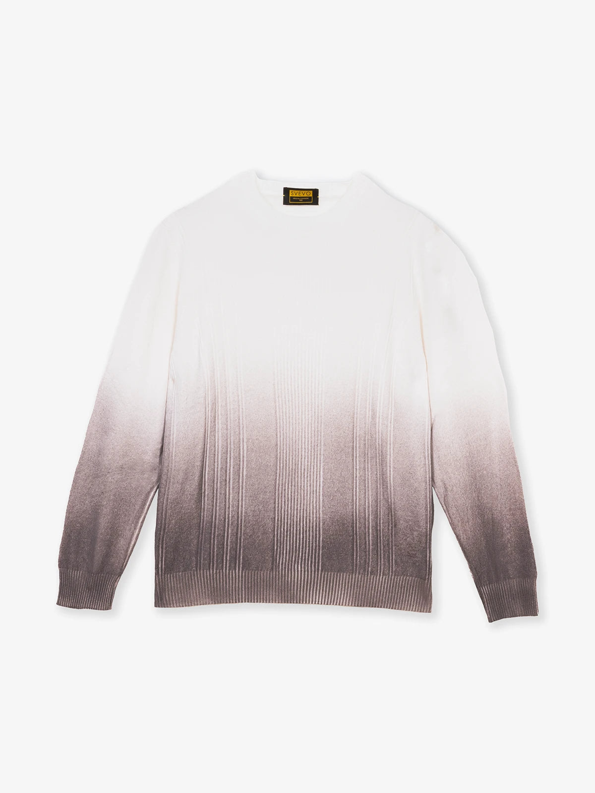 Girocollo a coste in 100% Cashmere bianco e marrone | SVEVO
