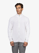 Giubbotto con zip punto fantasia in 100% Cashmere bianco | SVEVO
