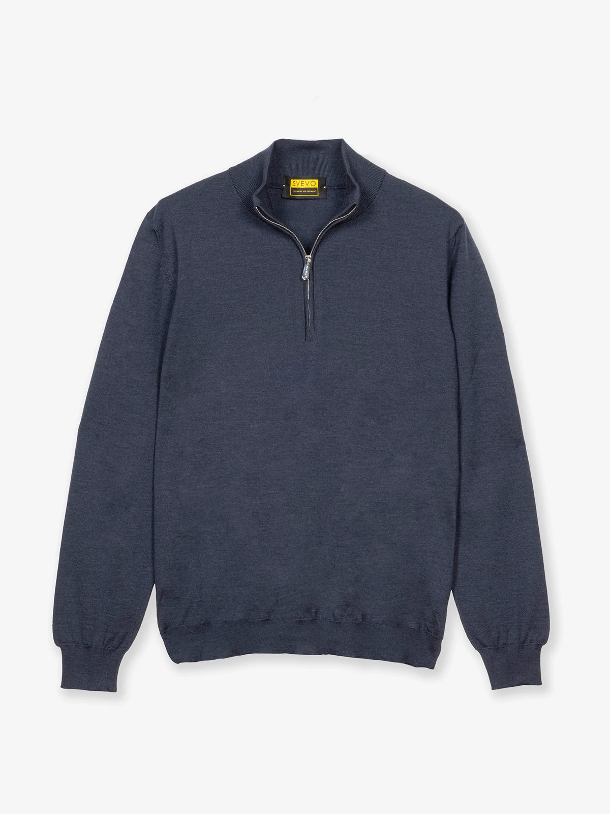 Lupetto con zip in 80% Cashmere e 20% Seta blu | SVEVO