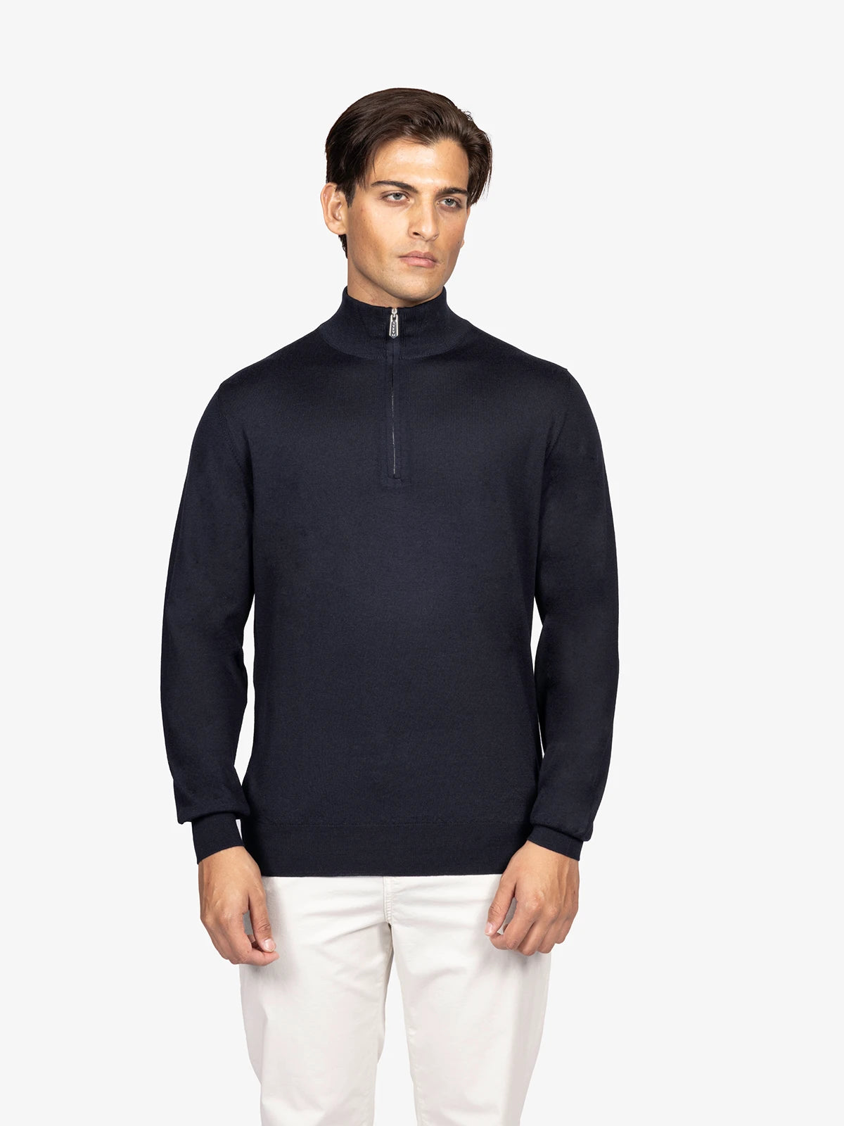 Lupetto con zip in 100% Lana blu | SVEVO
