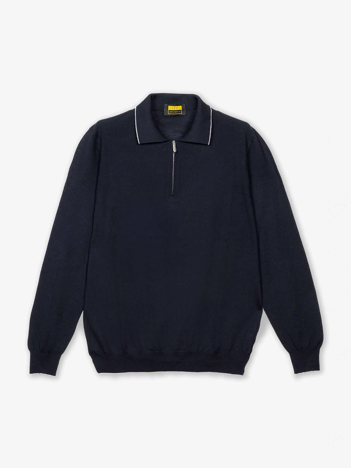 Polo con zip in 100% Lana blu | SVEVO