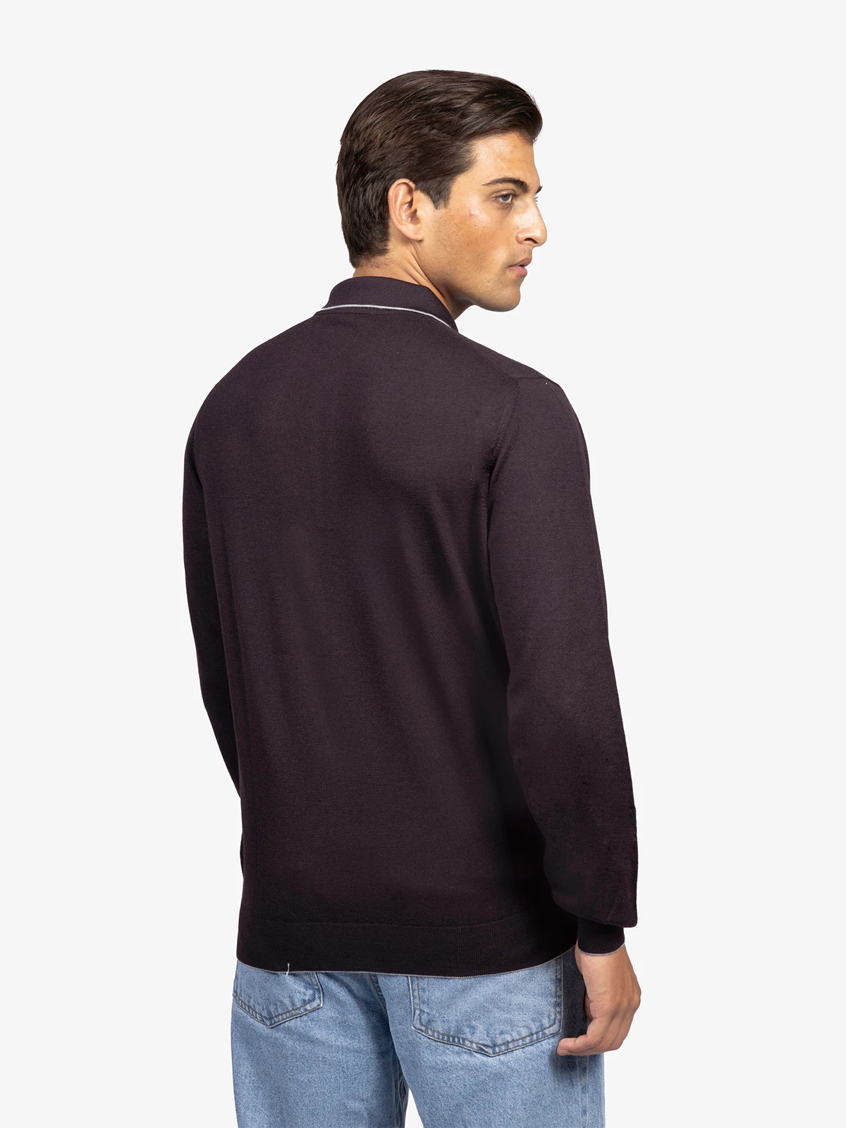 Polo con zip in 100% Lana prugna | SVEVO