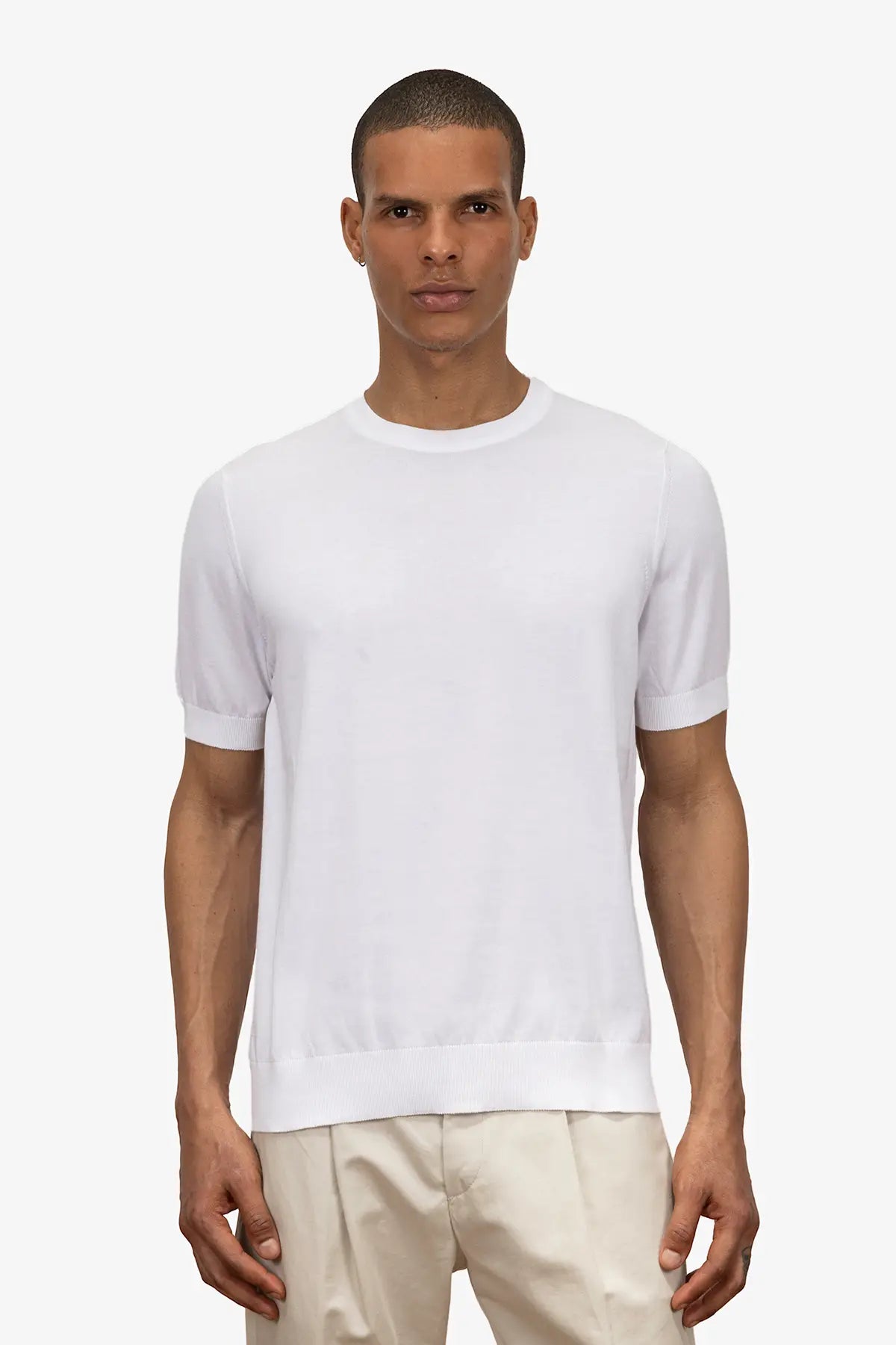 Girocollo mezza manica in 100% Cotone Bianco | SVEVO