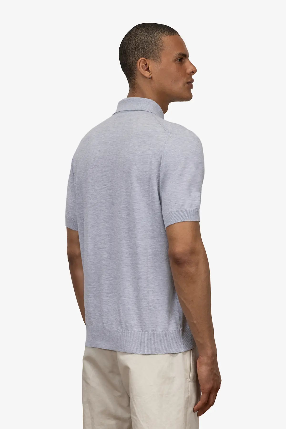 Polo mezza manica con bottoni in 100% Cotone Grigio Chiaro Melange | SVEVO
