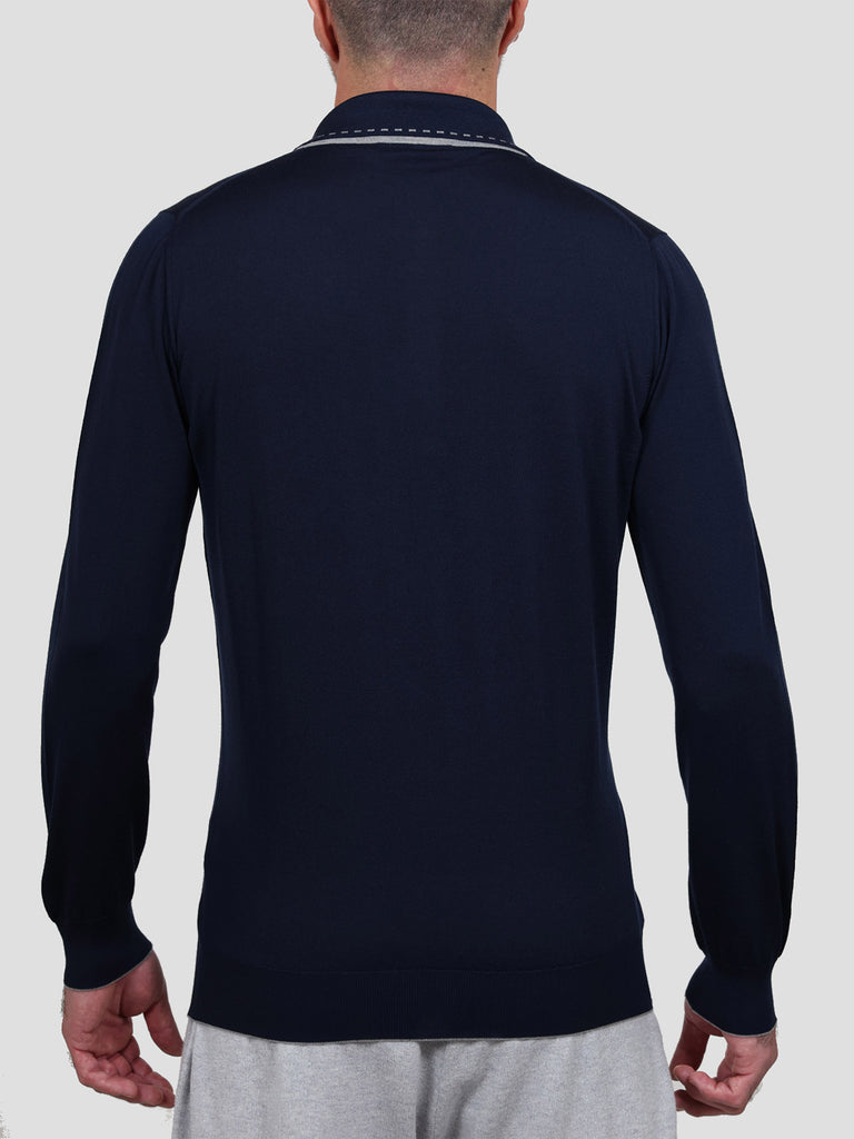 Maglia Polo Lana Merino Superfine 160's Blu - SVEVO