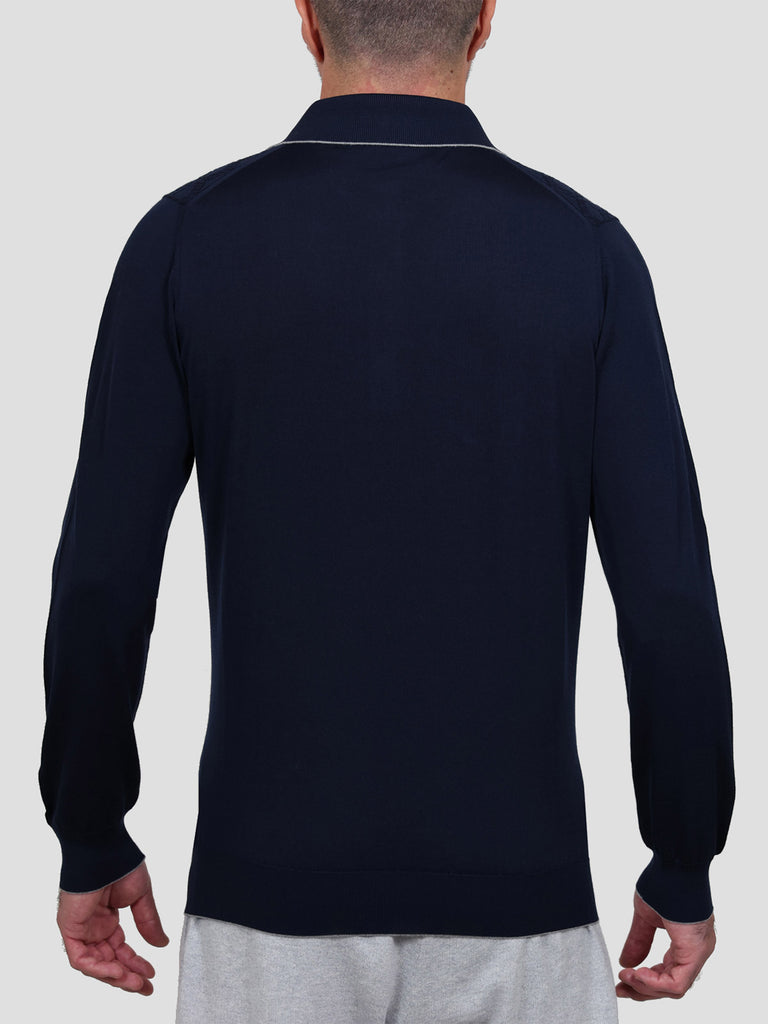 Maglia Polo Lana Merino Superfine 160's Blu - SVEVO