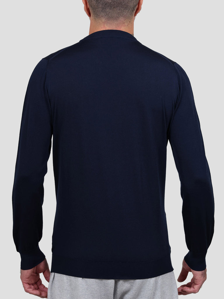 Maglia Girocollo Lana Merino Superfine 160's Blu - SVEVO