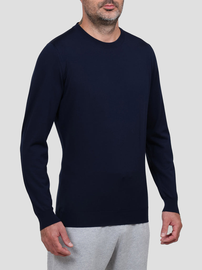 Svevo Maglia Girocollo Lana Merino Superfine 160's Blu