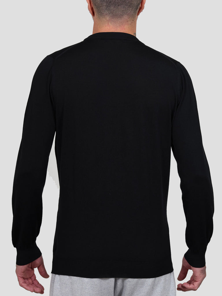 Maglia Girocollo Lana Merino Superfine 160's Nera - SVEVO