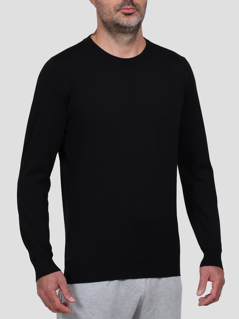 Svevo Maglia Girocollo Lana Merino Superfine 160's Nera