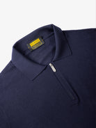 Polo con zip e manica lunga in 100% Lana blu  | SVEVO